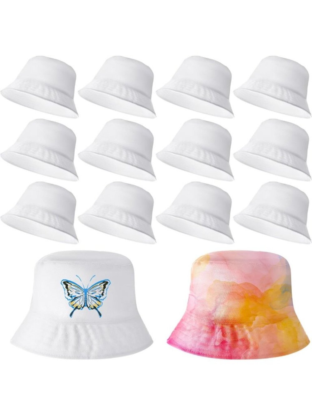 DIY Blank White Cotton Bucket Hat for Kids - Perfect for Painting & Crafts